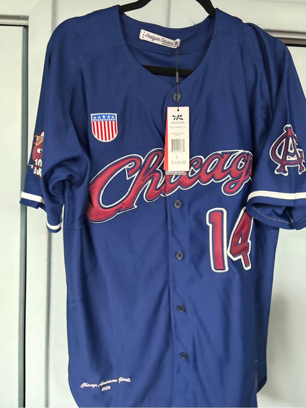 Headgear classic Chicago American Giants negro league baseball jersey large NwT